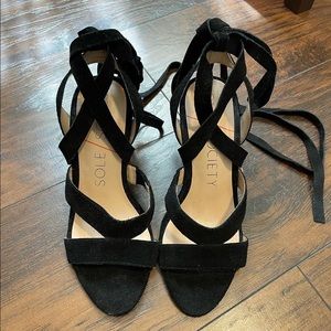 Size 5 black strappy high heels